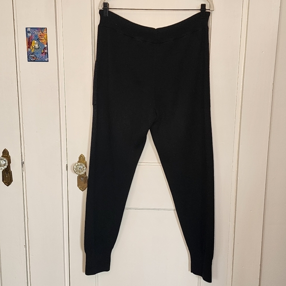 Planet by Lauren G Cotton Black Jogger Pants with Drawstring - Picture 3 of 5
